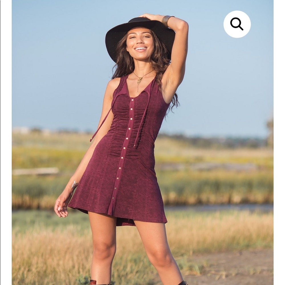 Nomads HempWear Cypress Dress, burgundy red, S